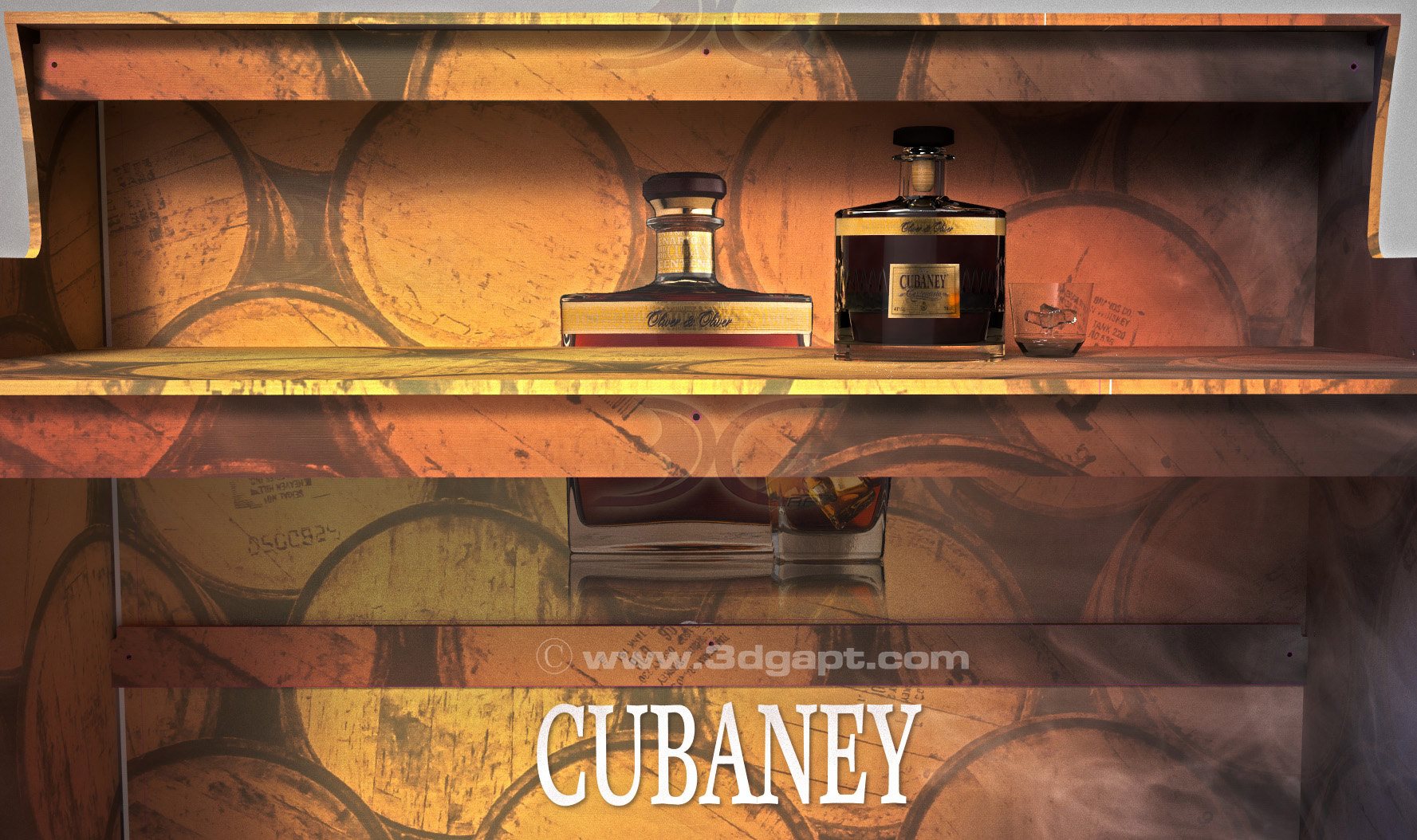 Stand for whiskey bottle in exhibition