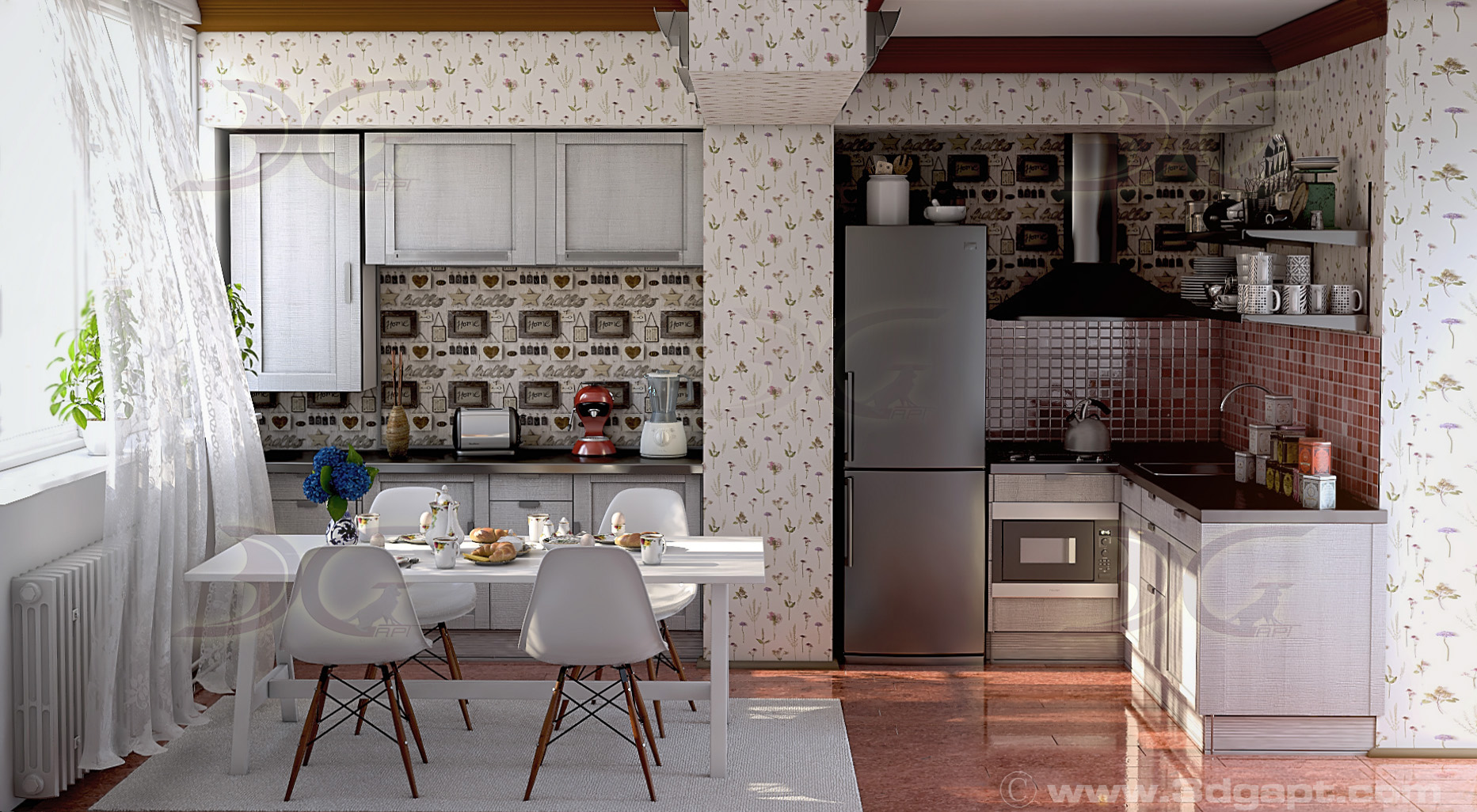 Two versions of kitchen