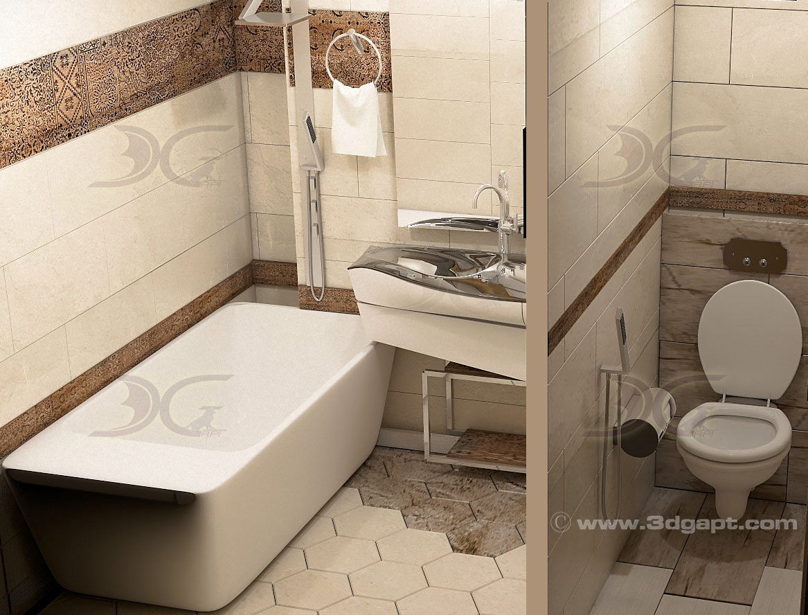 Wooden ceramic tiles bathroom