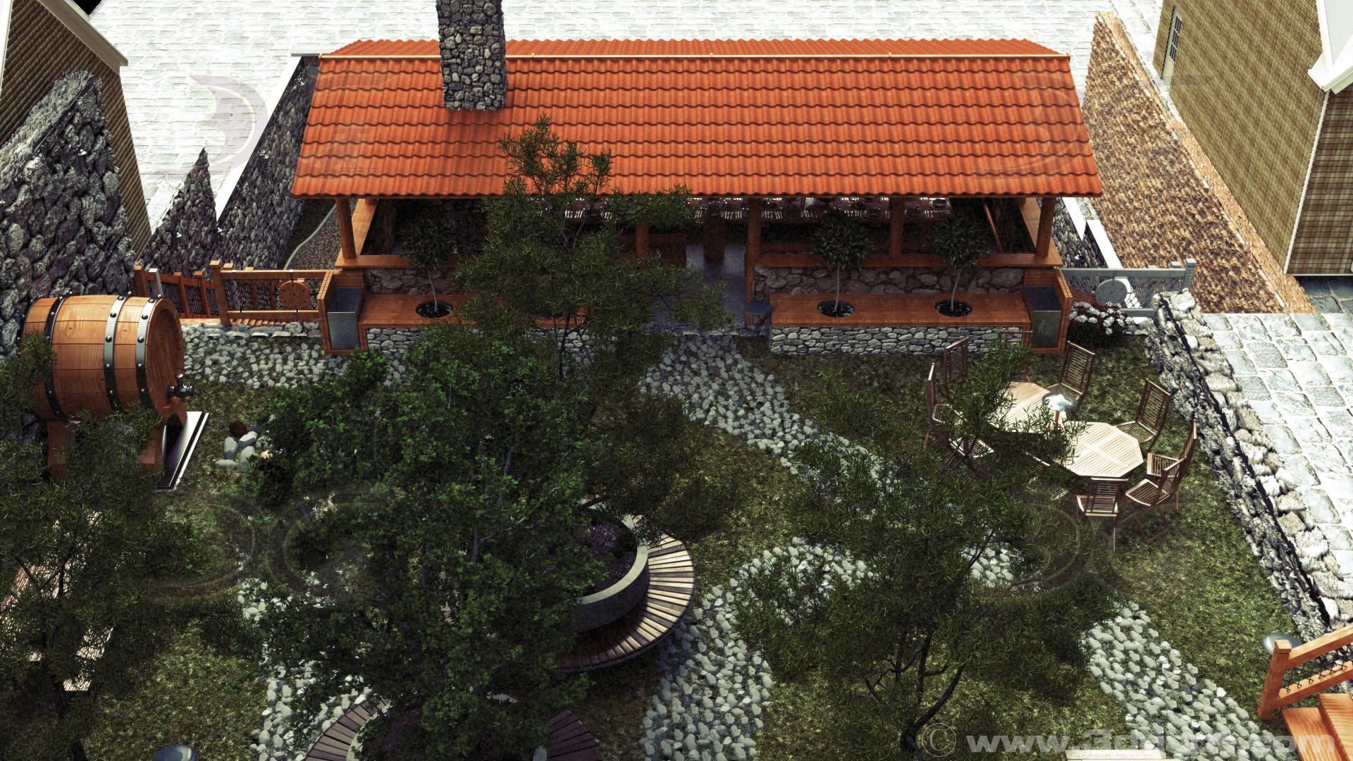 19 - 20 centuries style garden and pavilion